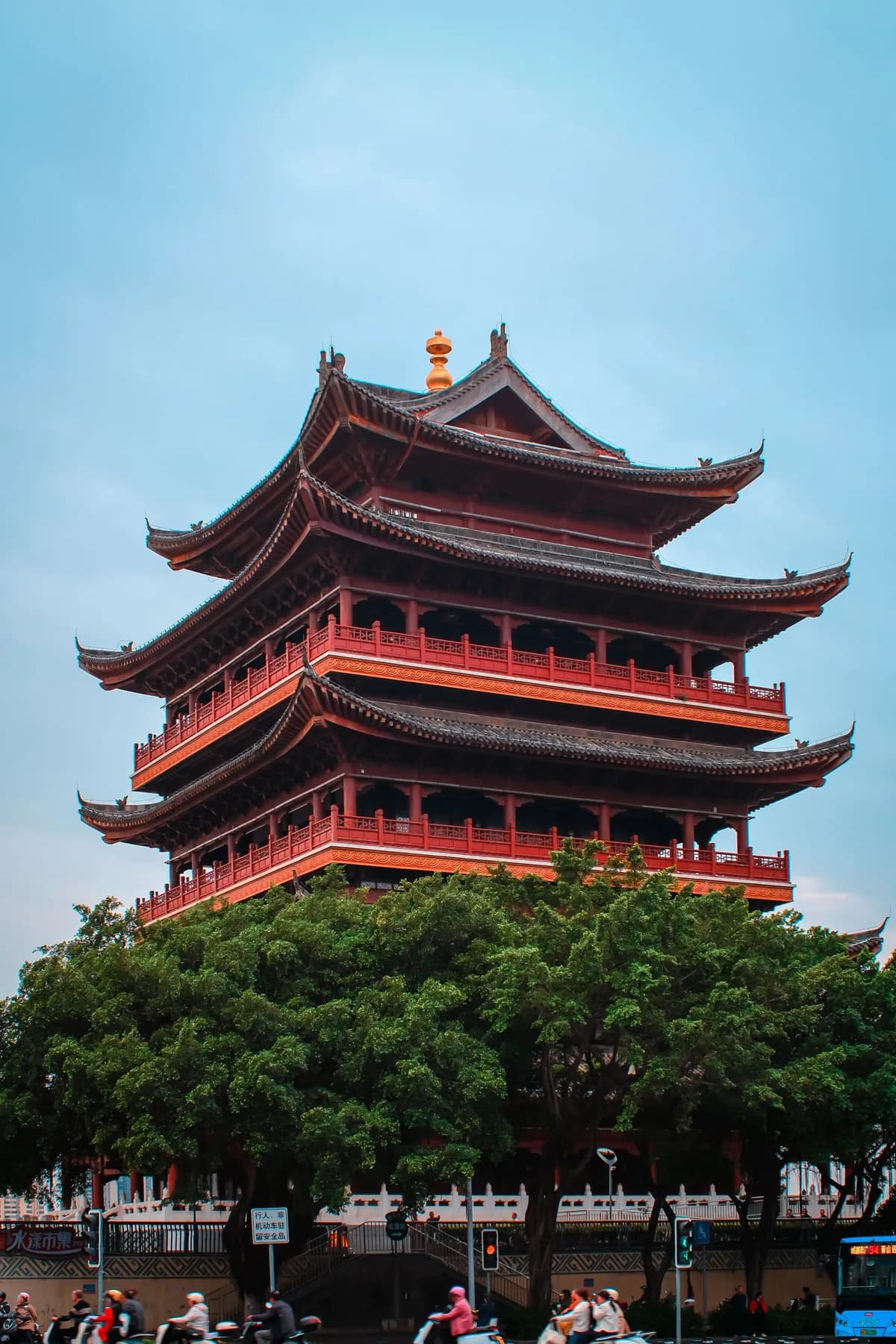 Bell Tower rising above the trees in Xi'an