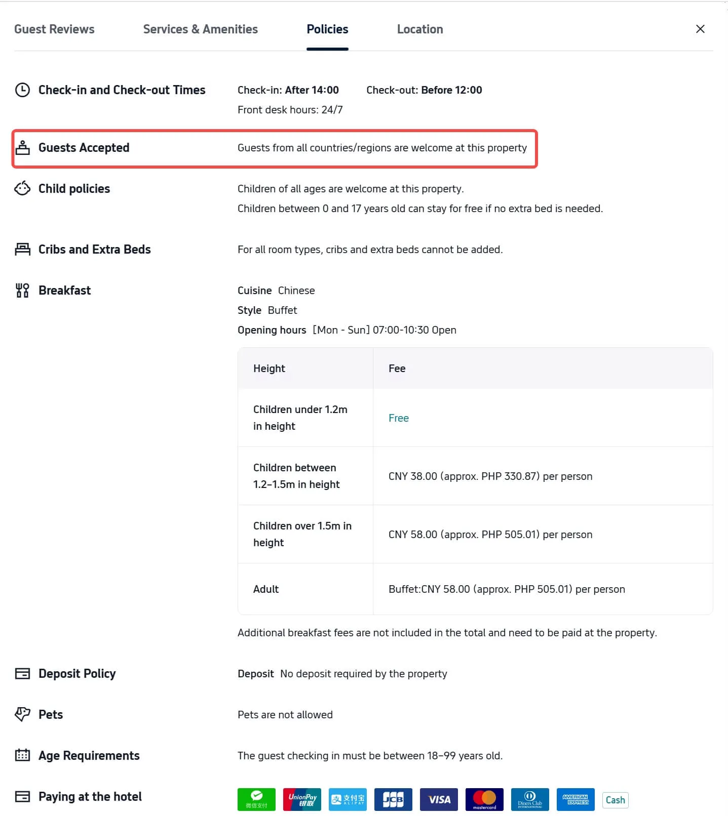 Trip.com hotel guests accepted foreigners China example